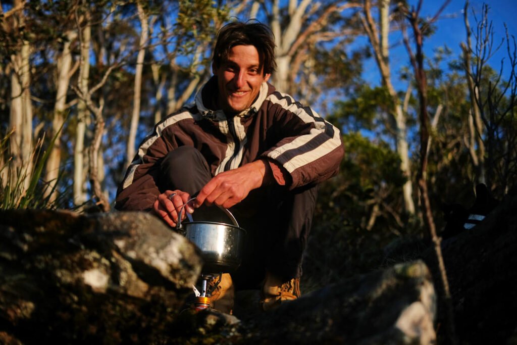 Sunset smiles, cooking with a trangia