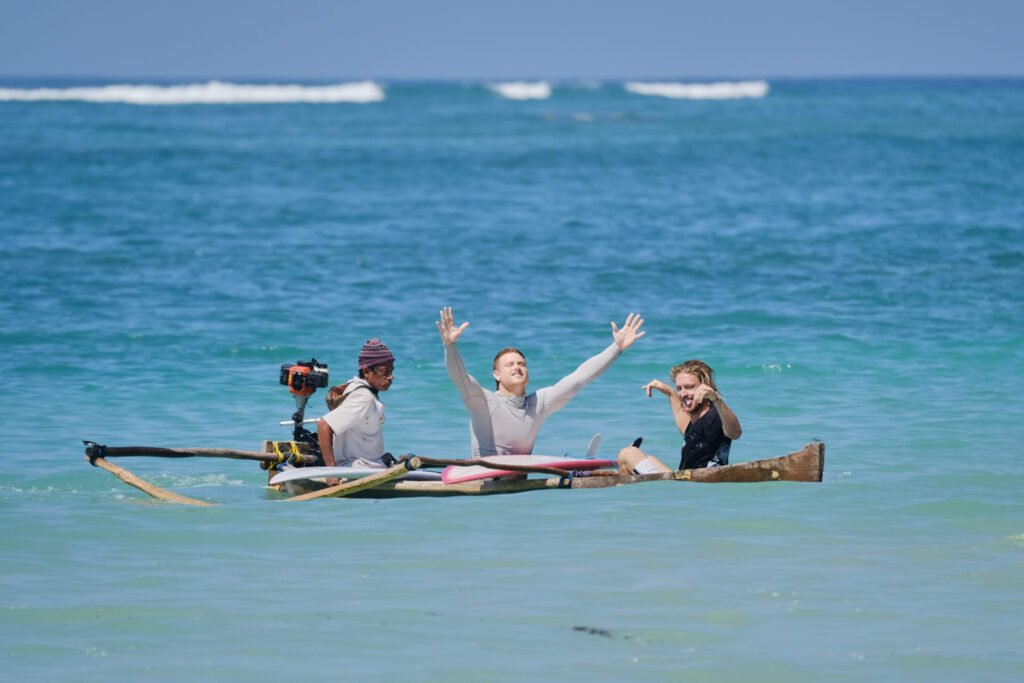 All smiles and vibes with a local fisherman after successfully navigating the reef back in