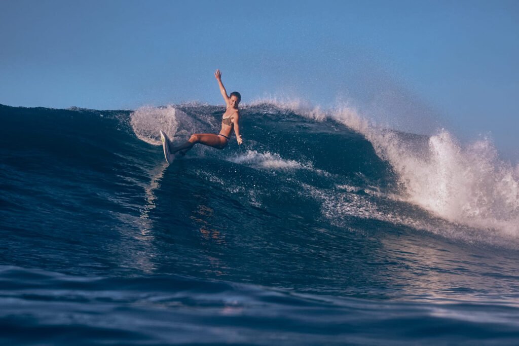 Sophie Fletcher sprays a textbook turn with a textbook smile