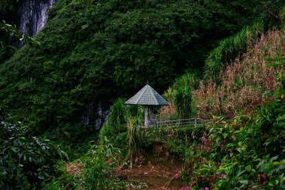 A pagoda/shelter set amongst the valley